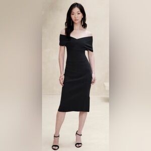 Banana Republic NWT Dress Off Shoulder Cross Front Sweater Knit Sz XS cozy warm